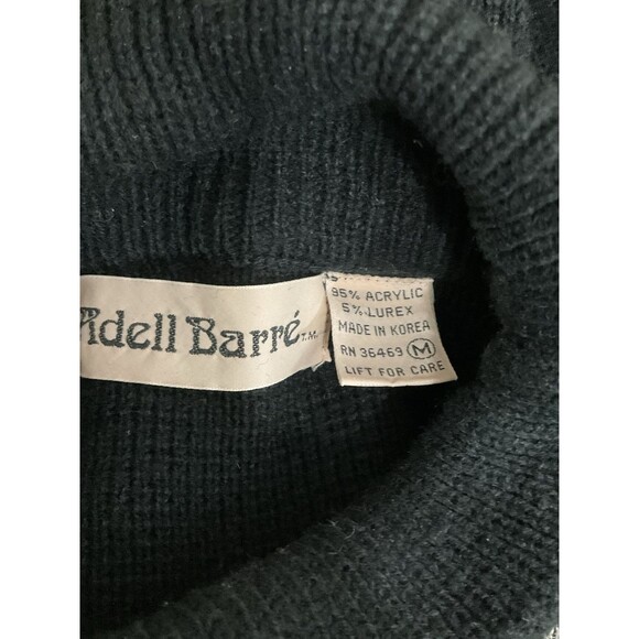 VTG Womens Sparkly Geometric Print Sweater M Black Silver Embroidered 80s 90s - Picture 6 of 7